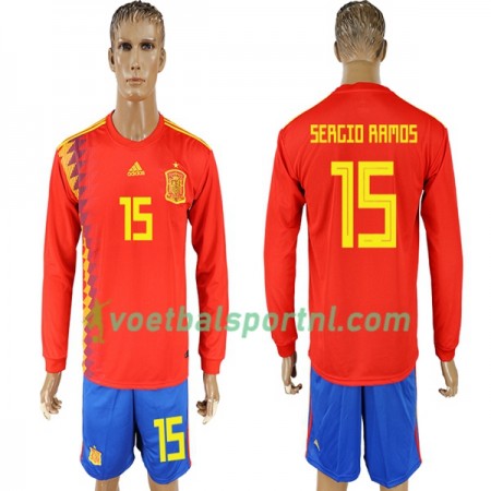Spanje Ramos 15 Thuis Shirt WK voetbal 2018 L/S